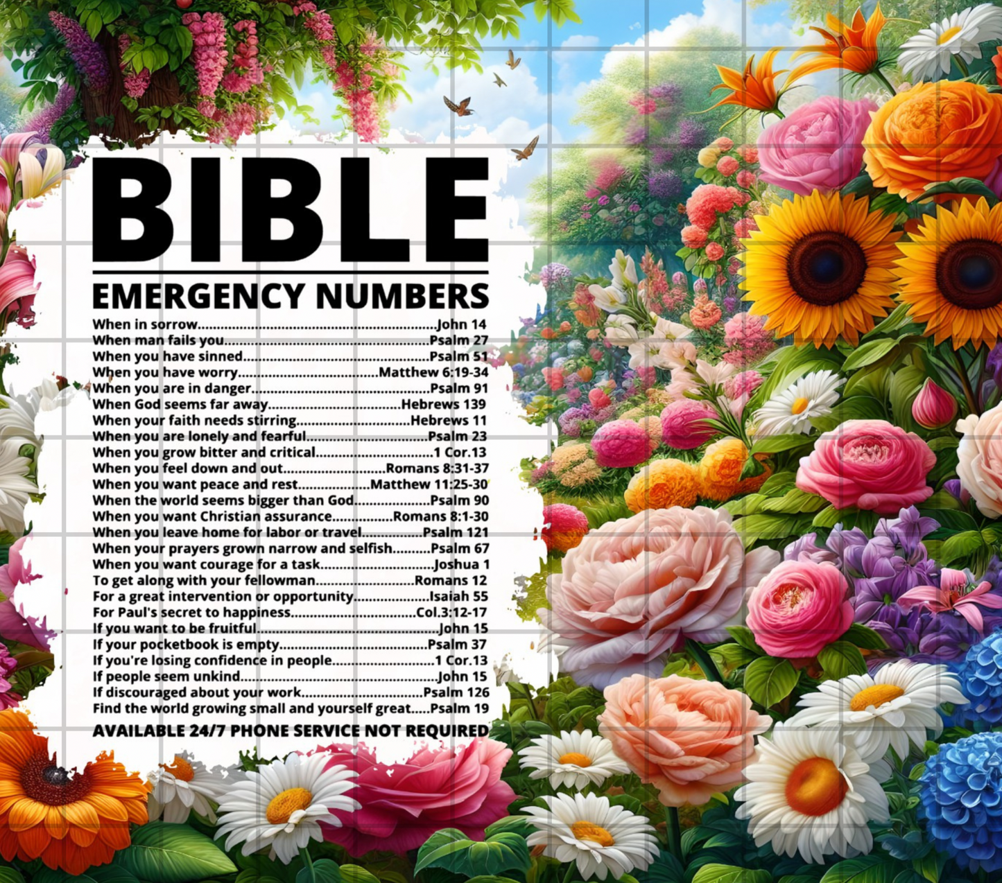 Bible Emergency number -20 oz tumbler sublimation