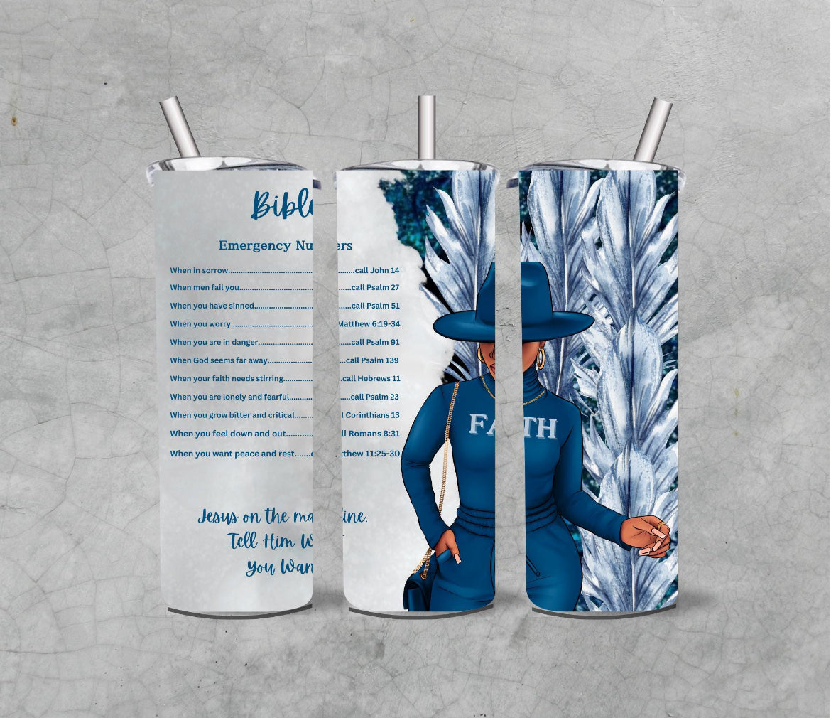 Bible Emergency Number 20 oz sublimation- blue
