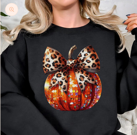 Pumpkin Leopard Bow-glitter E34