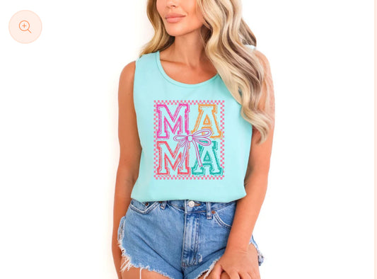 MAMA Bow- clear film screen print glitter E35