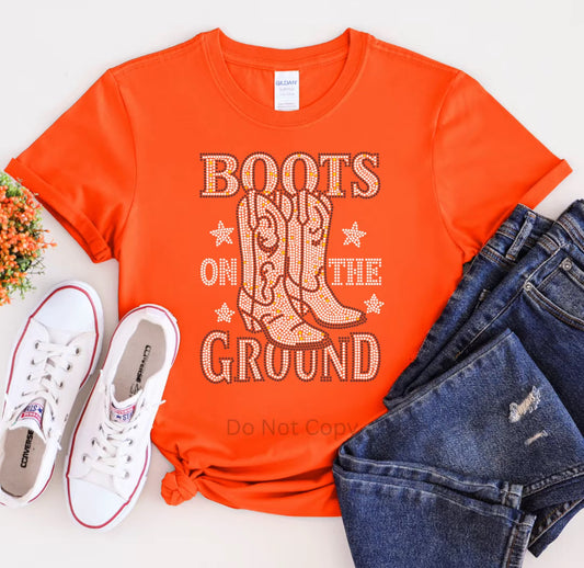 Boots on the Ground Rhinestone T-shirt